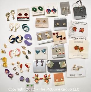 Group of Costume Jewelry Earrings, Many New on Cards. 