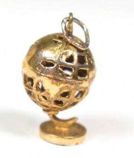 Vintage Pierced Articulated World Globe Charm or Pendant. 