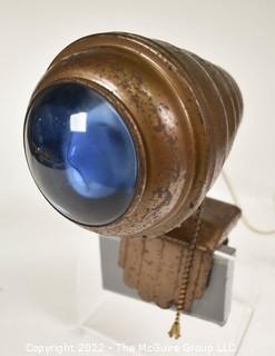 Vintage Art Deco Style Clip on Task Lamp with Blue Convex Lens. 