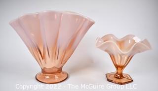 Two (2) Vintage Cameo Pink Fenton Art Glass Vases. 