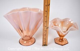 Two (2) Vintage Cameo Pink Fenton Art Glass Vases. 