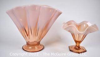 Two (2) Vintage Cameo Pink Fenton Art Glass Vases. 