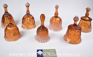 Six (6) Amber Fenton Art Glass Hand Bells.