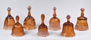 Six (6) Amber Fenton Art Glass Hand Bells.