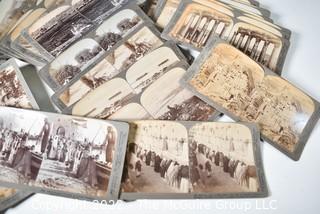 Stereoscope and Complete Antique Underwood Boxed Set Of Stereo View Cards Highlighting The Geography And Culture Of Palestine Approximately 100 Years Ago 