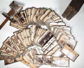 Stereoscope and Complete Antique Underwood Boxed Set Of Stereo View Cards Highlighting The Geography And Culture Of Palestine Approximately 100 Years Ago 