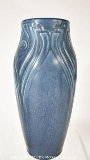 Rookwood Pottery Blue Peacock Feather Vase.  7" tall.