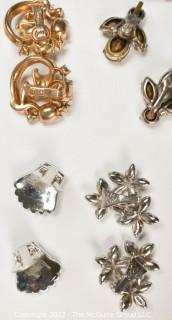 Six (6) Pairs of Vintage Rhinestone Earrings Including Trifari & Halbe