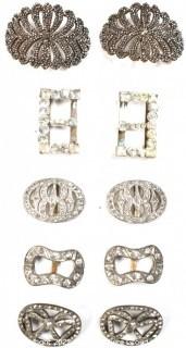 Five (5) Pairs of Antique Art Deco Rhinestone Shoe Buckle Clips