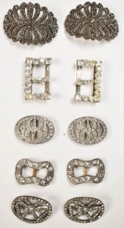 Five (5) Pairs of Antique Art Deco Rhinestone Shoe Buckle Clips