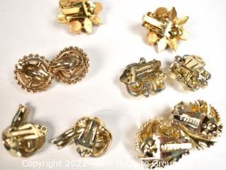 Five (5) Pairs of Vintage Rhinestone Earrings Including Lisner.