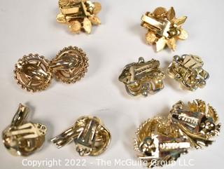 Five (5) Pairs of Vintage Rhinestone Earrings Including Lisner.