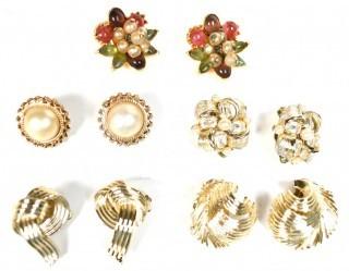 Five (5) Pairs of Vintage Rhinestone Earrings Including Lisner.