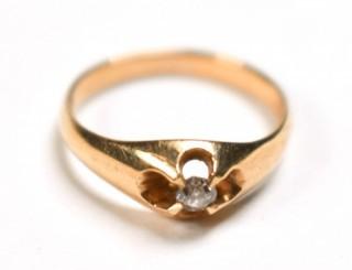 Victorian Baby Ring with Single Cut Diamond in Yellow Gold