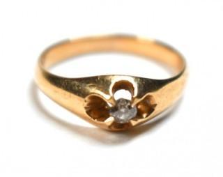 Victorian Baby Ring with Single Cut Diamond in Yellow Gold