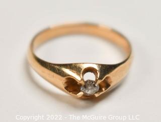 Victorian Baby Ring with Single Cut Diamond in Yellow Gold