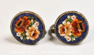 Pair of Vintage Made in Italy Micro Mosaic Screw Back Earrings.
