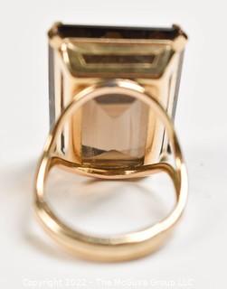 Amber Glass Topaz Cocktail Ring in 12 Kt Gold Band. 