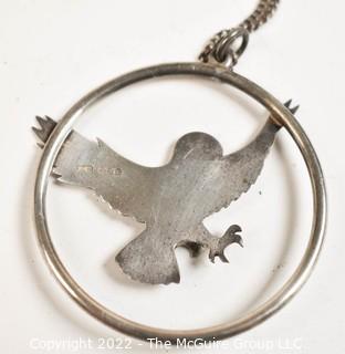 Sterling Silver Owl in Surround Pendant Necklace by Shetland Scottish Silversmith James C Kerr