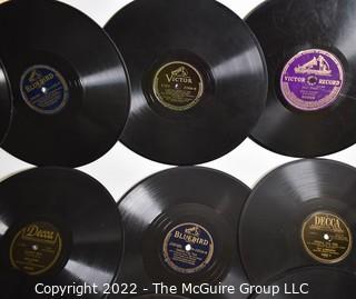 Collection Vintage 78 RPM Vinyl Records including Al Jolson, The Merry Macs, Hildegarde, G. Lombardo, B. Crosby, I. Berlin, G. Miller and A. Godfrey. 