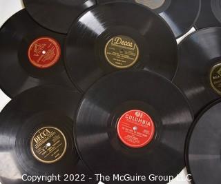 Collection Vintage 78 RPM Vinyl Records including Al Jolson, The Merry Macs, Hildegarde, G. Lombardo, B. Crosby, I. Berlin, G. Miller and A. Godfrey. 