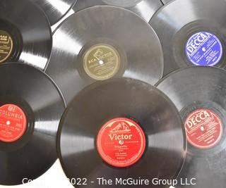 Collection Vintage 78 RPM Vinyl Records including Al Jolson, The Merry Macs, Hildegarde, G. Lombardo, B. Crosby, I. Berlin, G. Miller and A. Godfrey. 