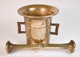 Early 19th Century Bronze Apothecary Mortar and Pestle. 6.5"T