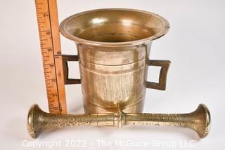 Early 19th Century Bronze Apothecary Mortar and Pestle. 6.5"T