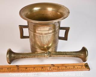 Early 19th Century Bronze Apothecary Mortar and Pestle. 6.5"T