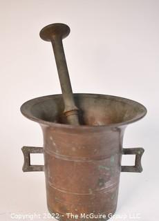 Early 19th Century Brass Apothecary Mortar and Pestle. Measures 7"T