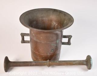 Early 19th Century Brass Apothecary Mortar and Pestle. Measures 7"T