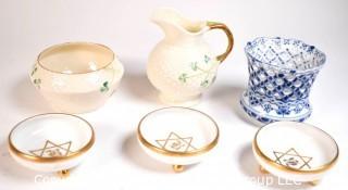 Group of Fine Porcelain Items Including Beleek, Royal Copenhagen and Limoges