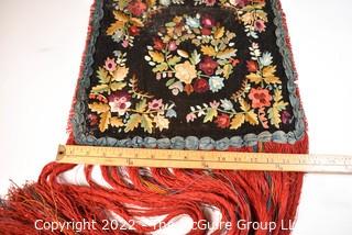 Victorian Velvet Embroidered Panel with Long Tassels 