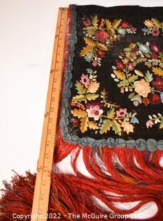 Victorian Velvet Embroidered Panel with Long Tassels 