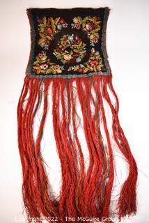 Victorian Velvet Embroidered Panel with Long Tassels 