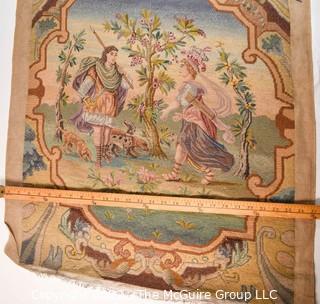 Late 19th Century Wool Needlepoint Panel of Greek Scene Made in Austria.  22" x 33".