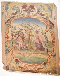 Late 19th Century Wool Needlepoint Panel of Greek Scene Made in Austria.  22" x 33".