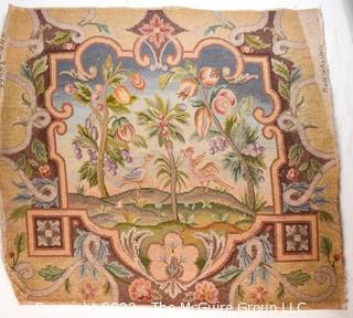 Late 19th Century Needlepoint Panel of Birds in Garden Made in Austria. 27" x 30".