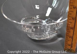 Steuben Clear Crystal Hand Blown Bowl. Measures 3.75 x 7.25".  One of two Steuben bowls offered in this auction. 