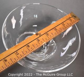 Steuben Clear Crystal Hand Blown Bowl. Measures 3.75 x 7.25".  One of two Steuben bowls offered in this auction. 