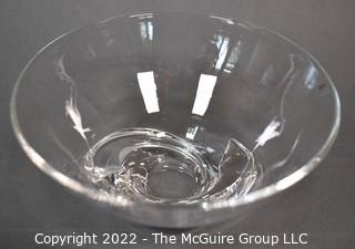 Steuben Clear Crystal Hand Blown Bowl. Measures 3.75 x 7.25".  One of two Steuben bowls offered in this auction. 