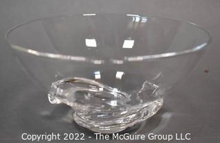 Steuben Clear Crystal Hand Blown Bowl. Measures 3.75 x 7.25".  One of two Steuben bowls offered in this auction. 