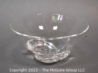 Steuben Clear Crystal Hand Blown Bowl. Measures 3.75 x 7.25".  One of two Steuben bowls offered in this auction. 