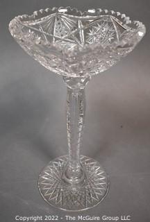 Raised Brilliant Cut Crystal Pedestal Bowl or Dish. 12"T x 6"W