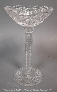 Raised Brilliant Cut Crystal Pedestal Bowl or Dish. 12"T x 6"W