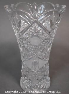 Brilliant Cut Crystal Floral Vase. Measures 4.5"W x 8.5"T