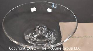 Steuben Clear Crystal Hand Blown Glass Bowl with Vintage Price List Booklet. Measures 3.75 x 7.25". One of two Steuben bowls offered in this auction. 