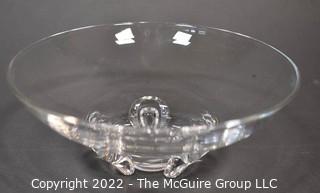 Steuben Clear Crystal Hand Blown Glass Bowl with Vintage Price List Booklet. Measures 3.75 x 7.25". One of two Steuben bowls offered in this auction. 