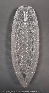 Brilliant Cut Crystal Oblong Pickle Tray. Measures 13" long