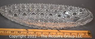 Brilliant Cut Crystal Oblong Pickle Tray. Measures 13" long